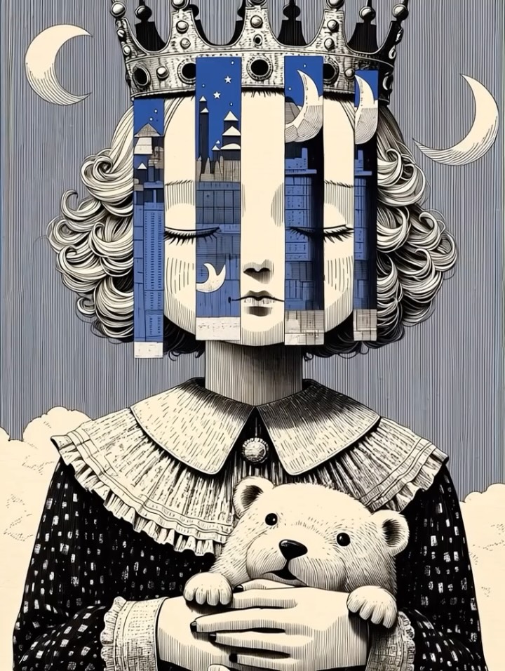 Mono Hollow —sref 2315696806 —niji 7 Vintage ivory-and-navy illustrations with engraved textures and a soft handcrafted print feel…